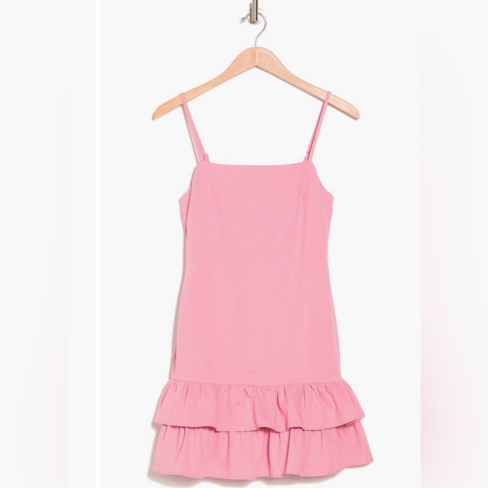 BCBGeneration NWT Spaghetti Straps Tiered Ruffle Hem Pink Minidress 14